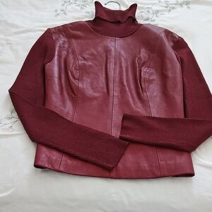 Paraphrase Deep Red Leather Sweater